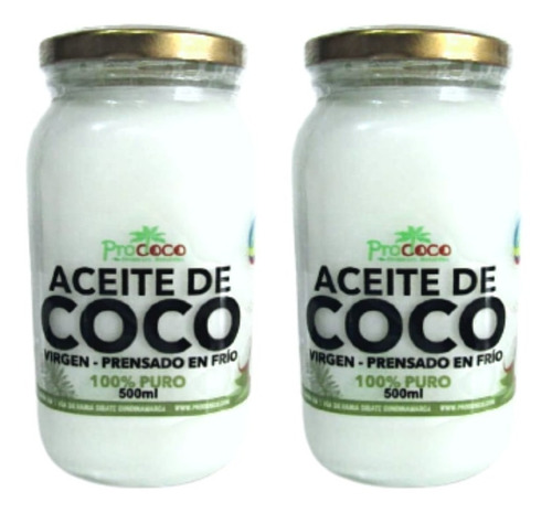 Aceite De Coco 500ml 2 Unidades Puro 10 - mL a $123