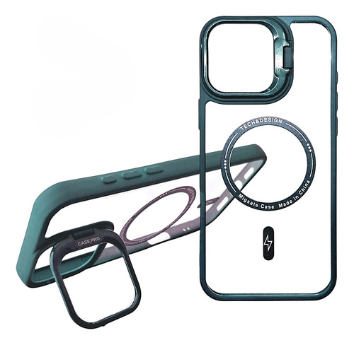Funda Para Iphone 14 Plus/pro Max Estilo Magsafe Lens Stand Verde