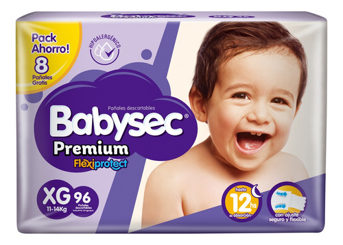 Pañales Babysec Premium Flexiprotect Talle Xg 96 Unid.