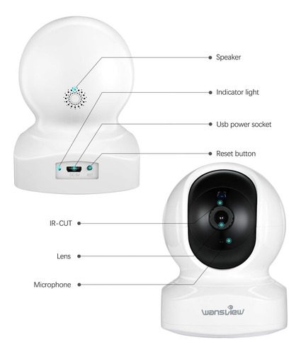 Cámara De Seguridad Ip Wansview, 2k, Wi-fi 2.4ghz, Blanco