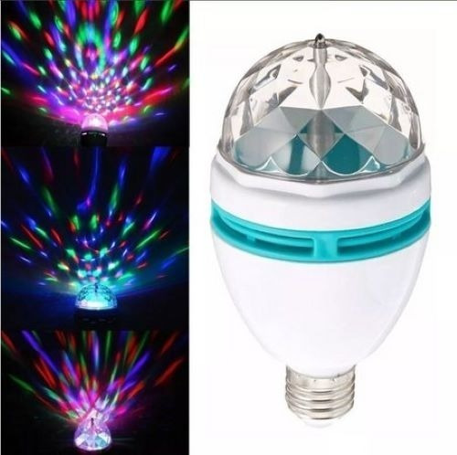 Imagem 3 de 3 de Kit 2 Lâmpada Giratória Led Colorida Festa E27+bocal Tomada