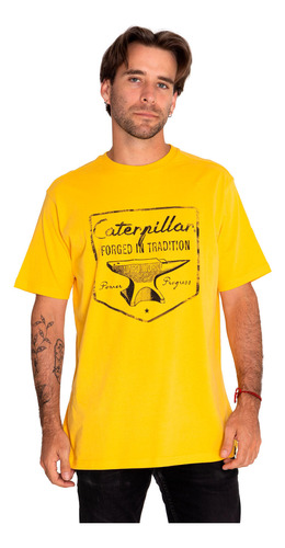 Polera Manga Corta Hombre Graphic Amarillo Cat