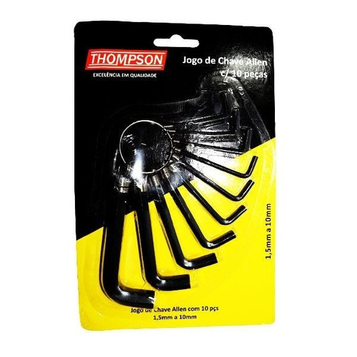 Imagem 1 de 2 de Chave Allen 1,5mm A 10mm Thompson - Kit C/10 Peças