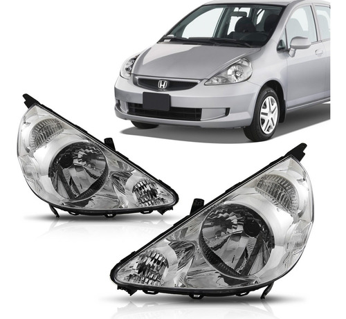 Farol Honda Fit 2003 2004 2005 2006 2007 2008 Cromado