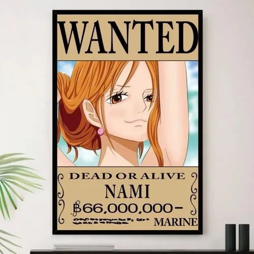 Quadro One Piece Anime Nami Wanted Procurado A3 35x45cm