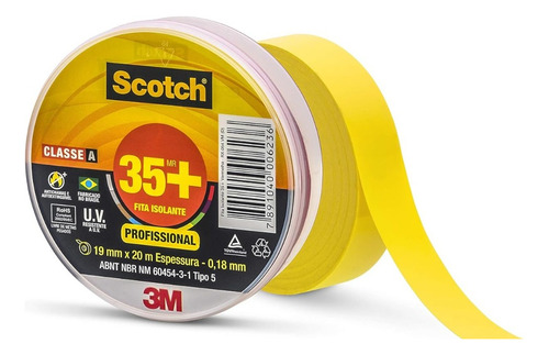 Fita Isolante Scotch® 35+ Amarela 19mm X 20m