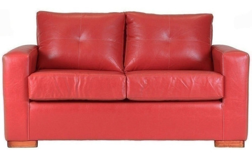 Sofa Franco 2 Cuerpos Pu Rojo Pata Madera / Muebles América