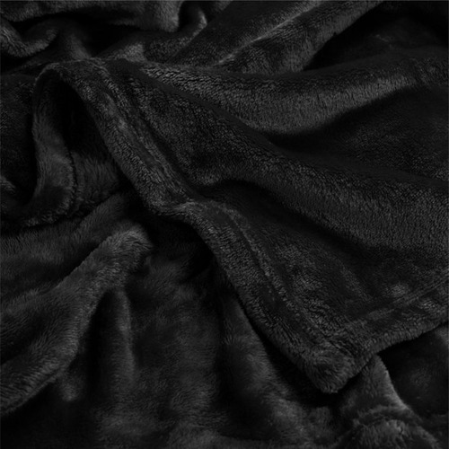 Combo: 2 Cobijas Borrega Ultra Suaves Matrimonial Jumbo Color Negro Diseño Liso