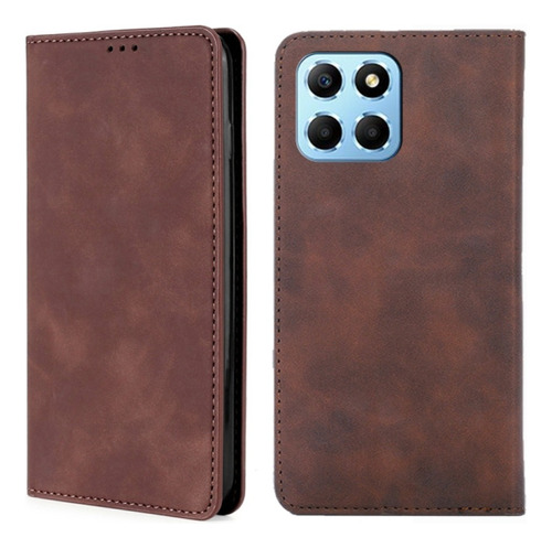 Funda Case Para Honor X8 Flip Cover Marrón Antishock