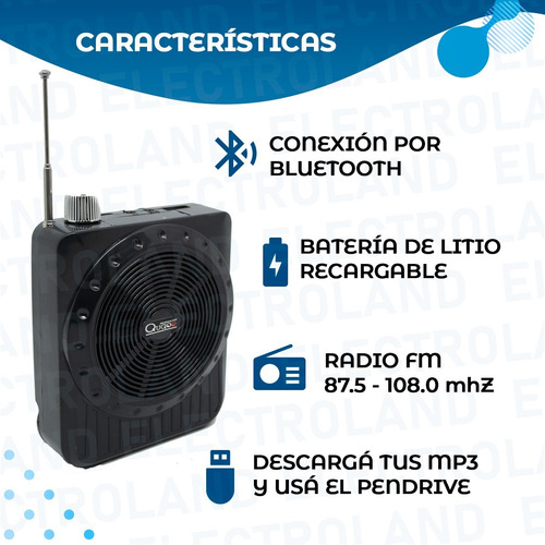 Imagen 3 de 10 de Parlante Bluetooth Portátil Radio Sd Megáfono 5w
