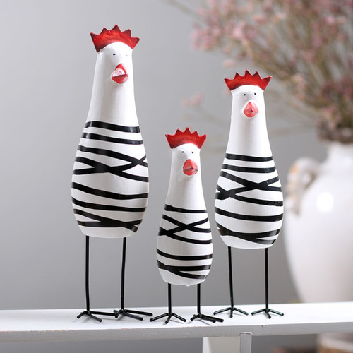 Figura De Gallo Y Pollo, Adorno, Figura De Animales De Granj