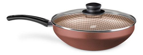 Wok Antiaderente Com Tampa 28cm 4,3l Chocolate Mta