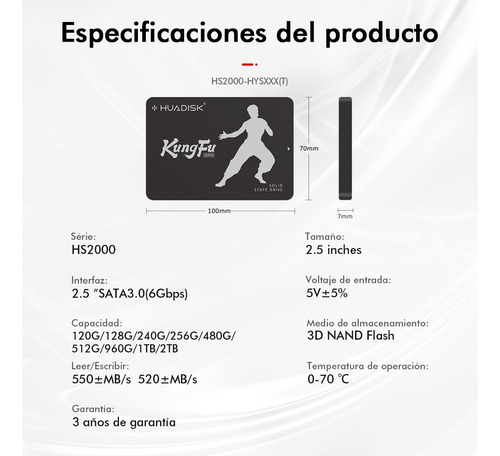 Disco Duro Interno Huadisk Sata Ssd De 120 Gb Para Portátil