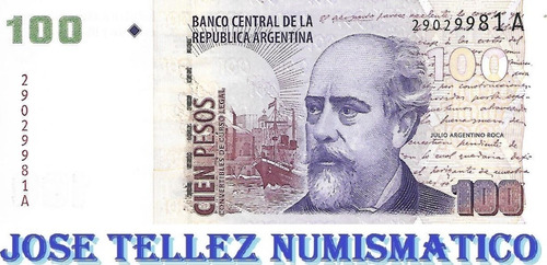 Billete Arg Bottero 3702 $100 Conver C/leyenda S/cir Palermo