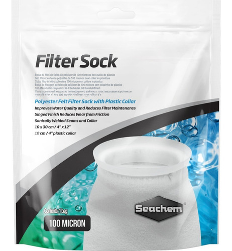 Seachem Shark Bag Filter Sock 100 Micron Welded 10cm X 30cm