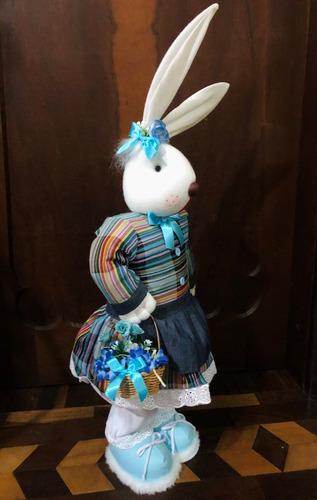 Imagem 2 de 4 de Coelha Vestido Tecido Azul 85cm