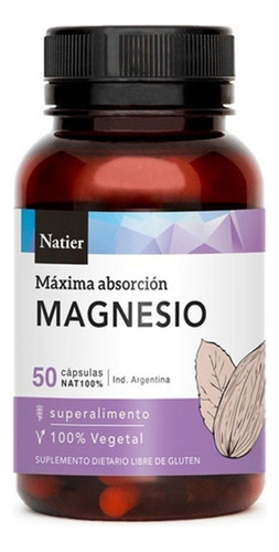 Suplemento Natier Citrato De Magnesio X 50 Cápsulas Sabor Sin sabor