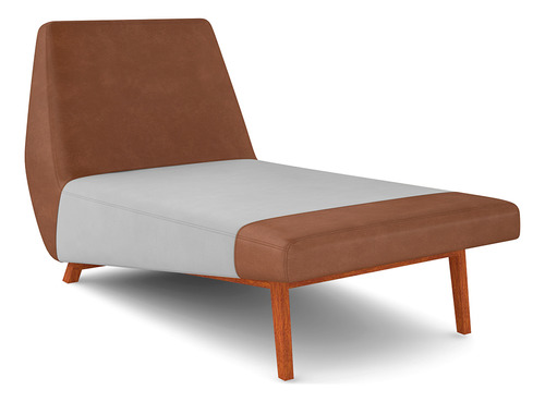 Sofá Chaise Sala Living Parisi Couríssimo Camel Linho Cinza