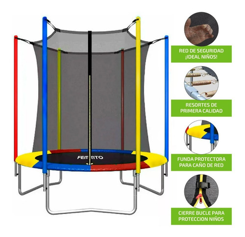 Imagen 4 de 10 de Cama Elastica 1.85 Metros Red Protectora Chicos Trampolin