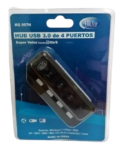 Hub 4 Puerto Usb 3.0 Typea Maxima Velocidad De 5gb/s