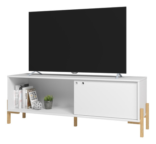 Rack Mesa Mueble Para Tv Moderno Uma Color Blanco