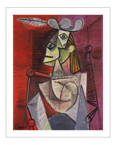 Lamina Fine Art Mujer En Un Sillon Picasso 55x70 M Y C 