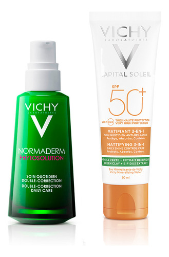 Set Vichy Serum Normaderm + Ideal Soleil Anti Imperfecciones