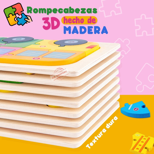 Rompecabezas Juguete Didactico Madera Numeros Figuras M-094