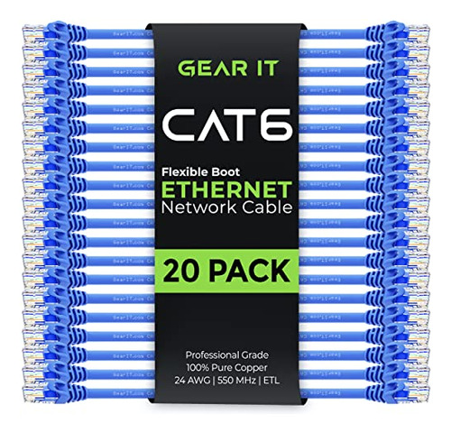 Cable Ethernet Cat6 De 7 Pies, Paquete Gearit De 20 Pulgadas