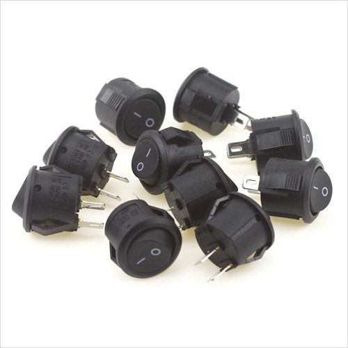 Imagen 1 de 2 de Kit 10 Mini Switch Interruptor Rocker, 15mm, 250v, 3a, Ac