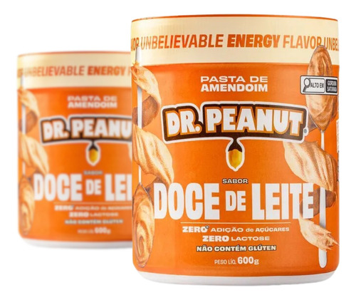 Kit 2x Pasta De Amendoim Dr Peanut 600gr +volume Muscular