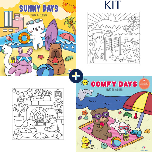 Kit Livro De Colorir Comfy Days E Sunny Days 48 Páginas Estilo Boobie Goods