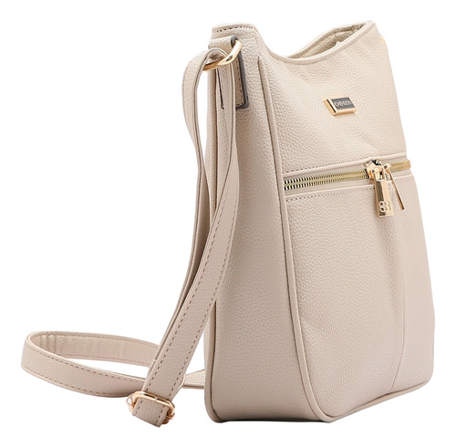 Bolsa Feminina Chenson Transversal Média Envelope Cor Bege Desenho Do Tecido Lisa