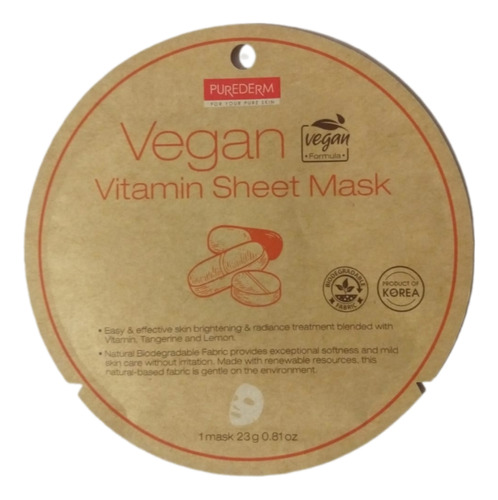 Purederm Vegan Vitamin Sheet Mask 23gr