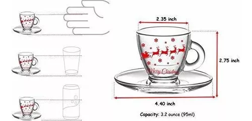 BOHEM'S Tazas de espresso, 3.2 onzas, vasos de café expreso de vidrio  transparente Demitasse pequeños, juego de tazas, platillos y mini cucharas  de