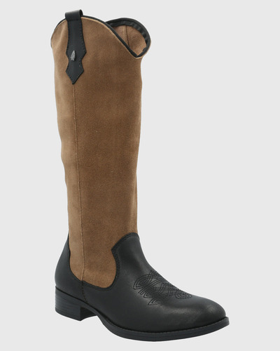 Bota Cuero Mujer Cami Negro Hush Puppies