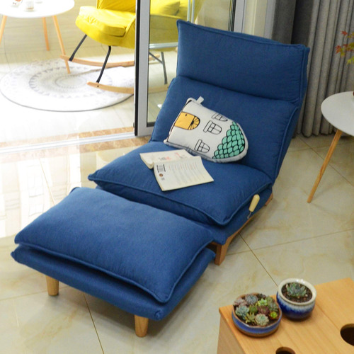 Silla De Suelo Reclinable Ajustable Azul Sofá Perezoso Tatam