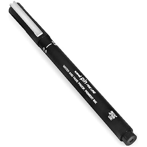 Uni Pin Fineliner Drawing Pen Black Ink 0.9mm Nib Pack ...