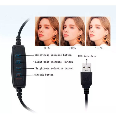 Imagen 5 de 10 de Aro De Luz Led Profesional Usb Selfie Con Trípode Fotografia