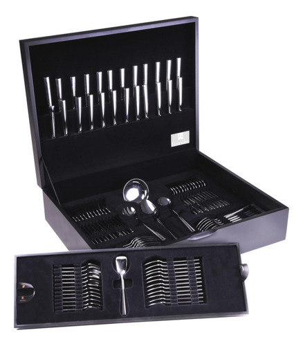 Faqueiro Aço Inox 18/10 Estojo Madeira com 101 peças Croise Hercules