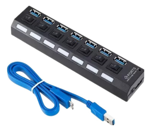 Hub3.0 7 Portas Usb Extensor Interruptor Indicador Iluminado