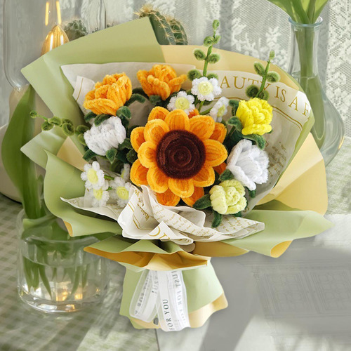 Bouquet De Flores Tejidas De Felpa Simulada, Conjunto De