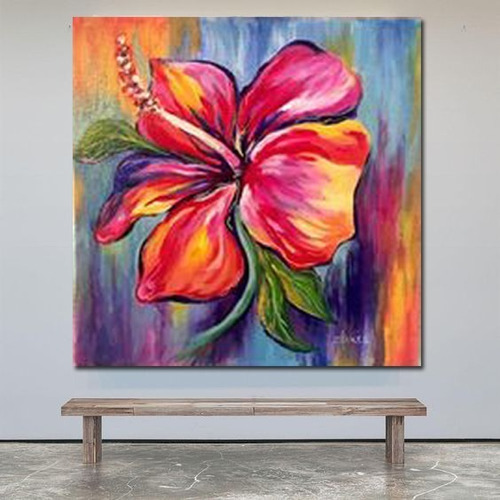 Cuadro Moderno Grande - Flor Multicolor 100x100