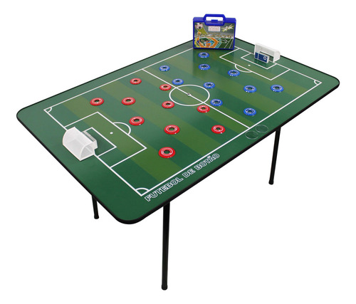 Mesa De Futebol De Botão 2 Times Completos E Maleta Klopf Cor Maleta Vermelho X Azul 4132