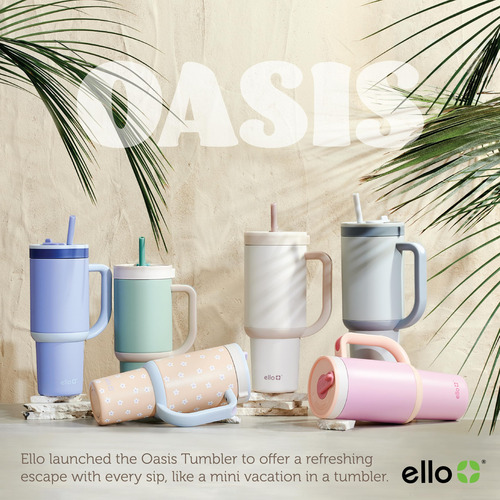 Vaso Ello Oasis De 900 Ml Con Asa Y Pajita Retráctil