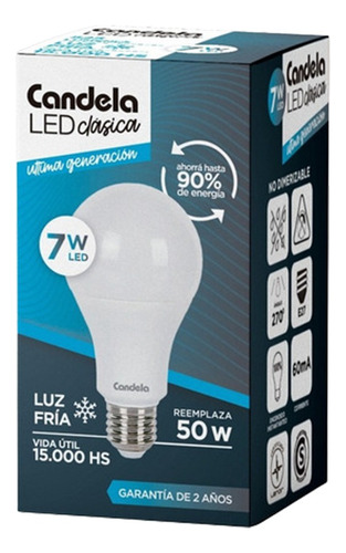 Lámpara Led 7w (50w) Luz Cálida O Fría Candela Clásica E27