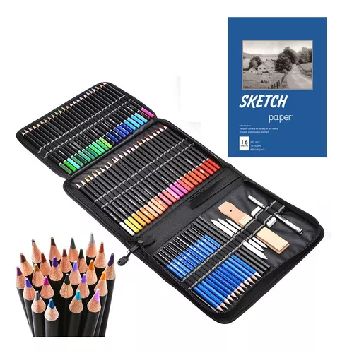 Estuche de lápices de colores para dibujo profesional, Set de 96 piezas Set  de Dibujo Artista Kit para libros de colorear o útiles escolares para  Artistas, Estudiantes, Niños y Adultos : 