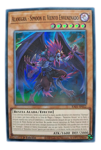 Yugi-oh! Blackwing Simoon The Poison Wind Ra01-en012 Super