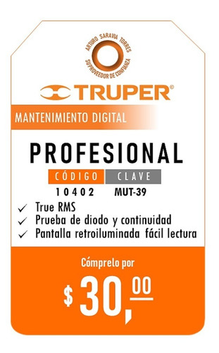 Multímetro Digital Professional Truper Mut-39 Código:10402