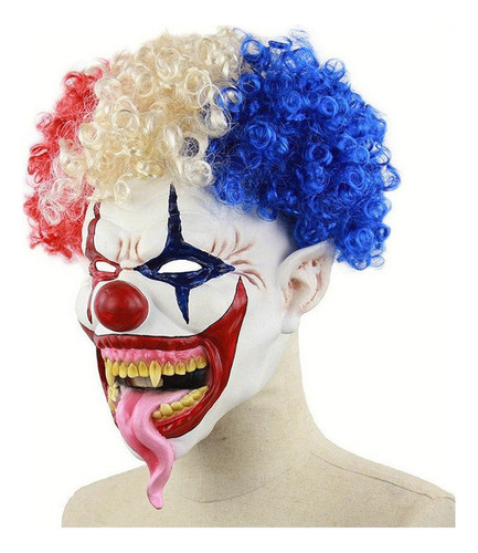 Máscara De Payaso Con Cabeza Afro, Boca Grande Y Lengua Larg